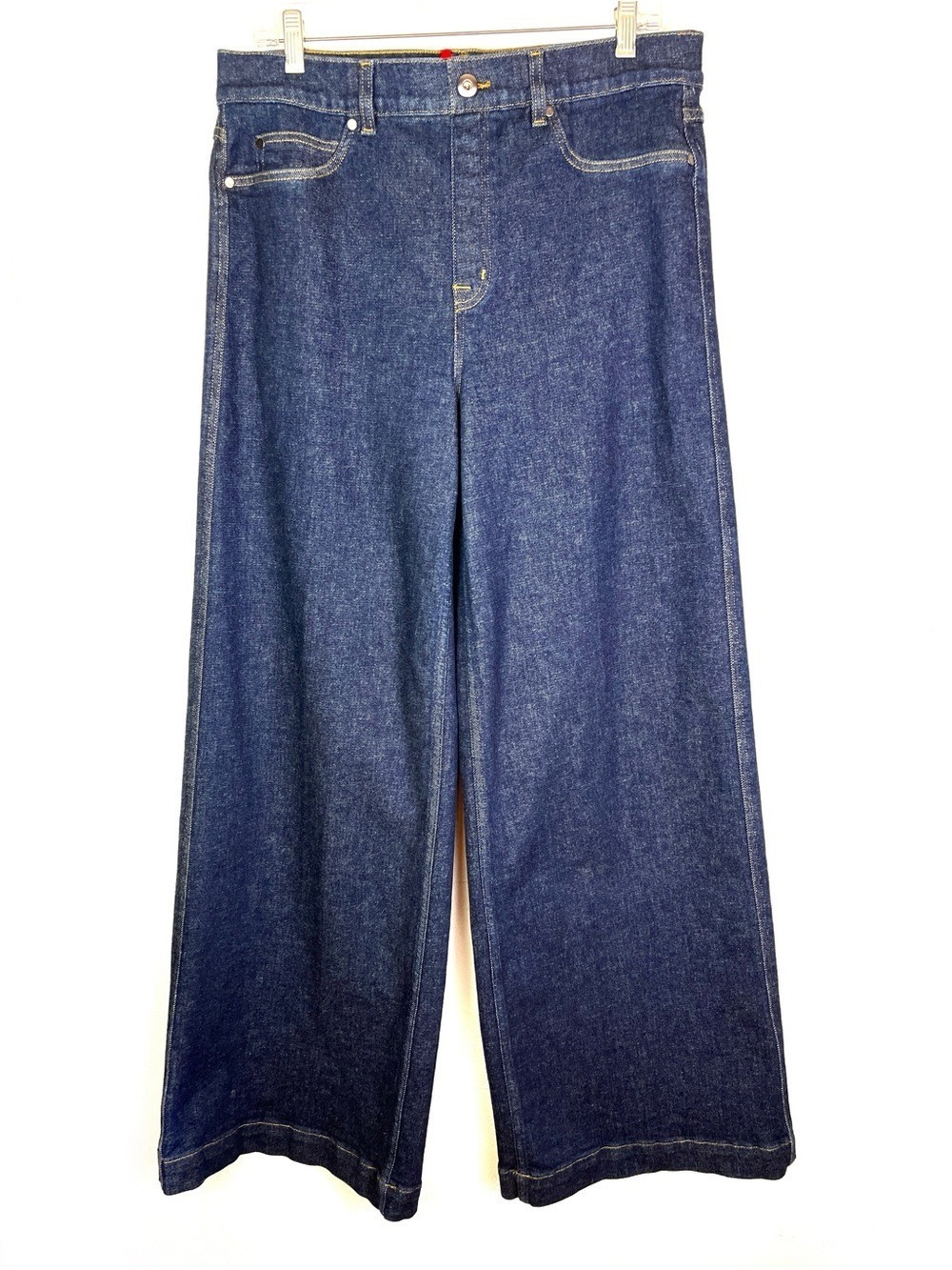 Like New SPANX Wide Leg Pull-On Stretch Jeans Raw Indigo size XL - Picture 4 of 7